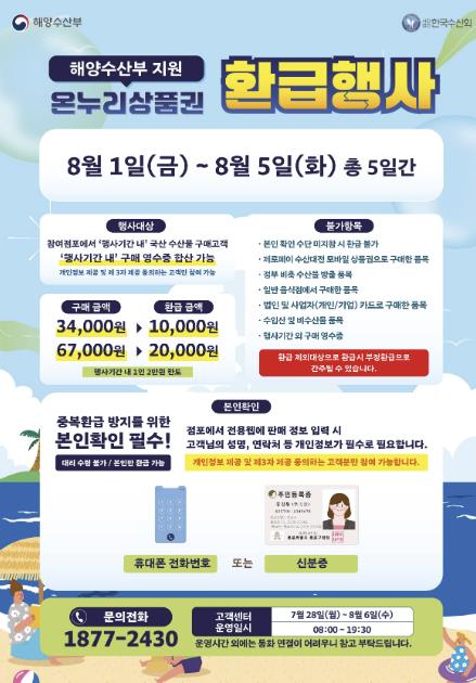 '최대 2만 원 지급!' 태안군, 전통시장서 온누리상품권 환급행사
