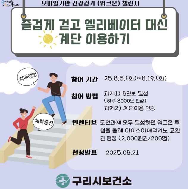 구리시, 걷기앱 이용한 챌린지 운영으로 시민 건강 UP