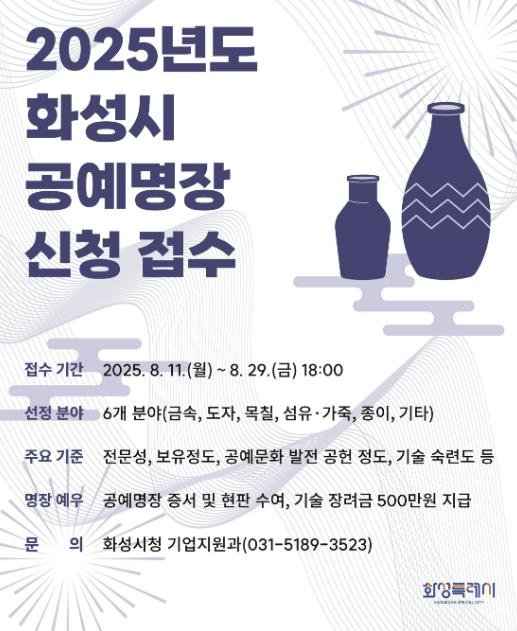 화성특례시, 2025년 공예명장 선발