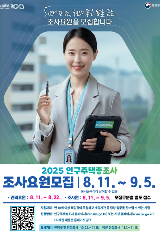 영천시, 2025 인구주택총조사 조사요원 모집