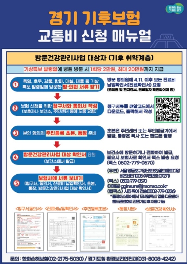 광명시보건소, 방문건강관리사업 대상자 기후보험 교통비 신청 지원