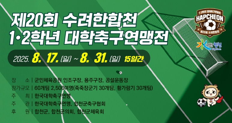 합천군, 수려한합천 제20회 1‧2학년 대학축구연맹전 개최