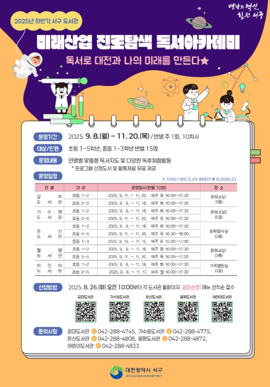 “독서로 만드는 나의 미래”… 서구 도서관 독서 아카데미 모집