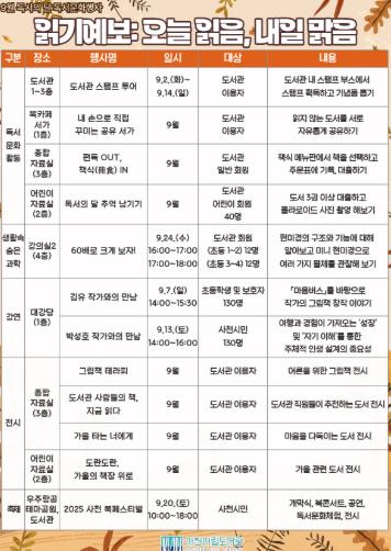 2025년 9월 사천시 독서의 달, ‘읽기예보: 오늘 읽음, 내일 맑음’ 