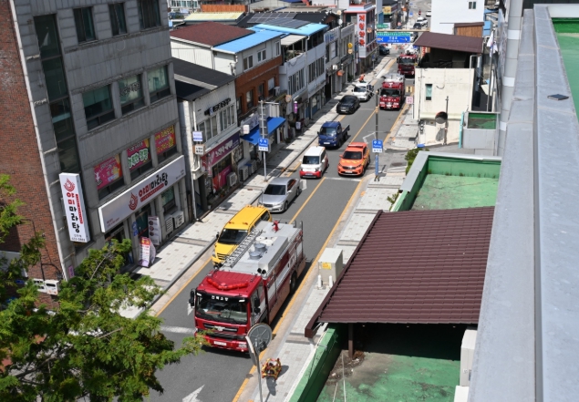 전북도내 전 소방서 참여, 전국 동시 소방차 길터주기 훈련 진행