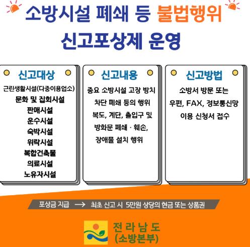 나주소방서, 소방시설 불법행위 신고포상제 운영