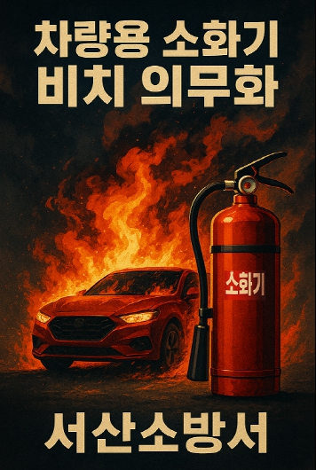 서산소방서, 차량화재 초기 대응의 생명 ‘차량용 소화기 비치’ 의무화 