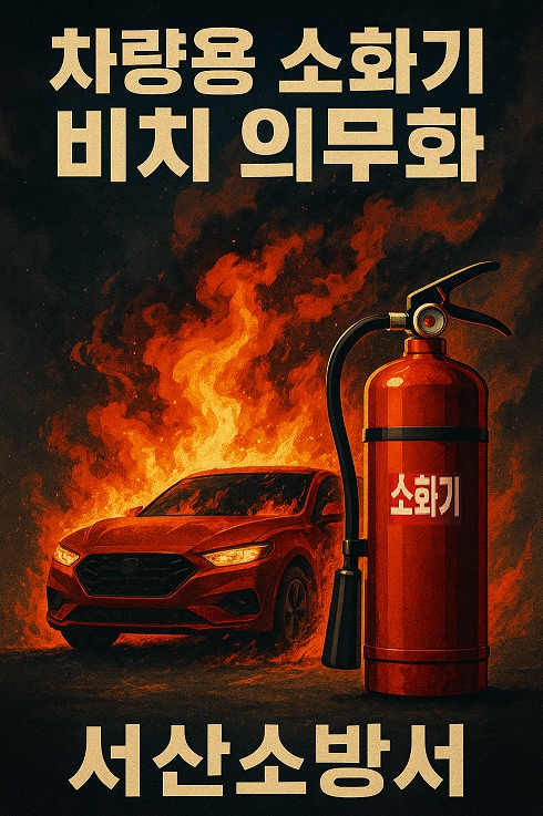 서산소방서, 차량화재 초기 대응의 생명  ‘차량용 소화기 비치’ 의무화 