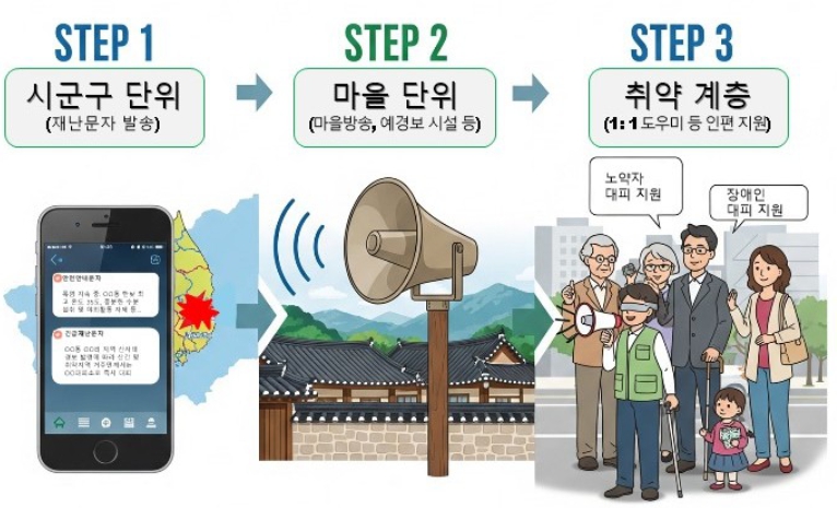 행정안전부, 지자체-마을-취약계층을 하나로 연결하는 3중 안전망으로 빈틈없이 재난정보 전달한다