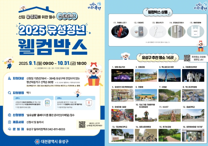유성구, 청년 정착 돕기 위한 맞춤형 ‘웰컴박스’ 제공