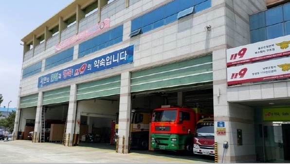 울산 남울주소방서 화산119안전센터, 소방차량 흡수관 조작훈련 실시