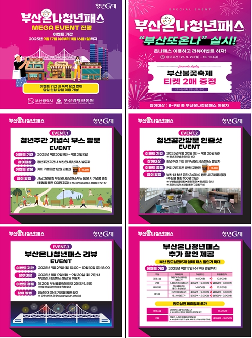 페스티벌 시월, 불꽃축제, 지스타 등 연계 '부산온나청년패스' 메가이벤트 실시!