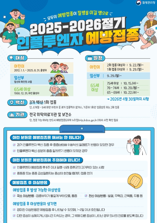영광군, 인플루엔자(독감) 무료 예방접종 어린이부터 시작