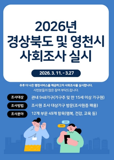 영천시, ‘2026년 경상북도 및 영천시 사회조사’ 실시