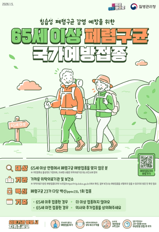 울진군 “65세 이상 어르신 폐렴구균 예방접종 받으세요”