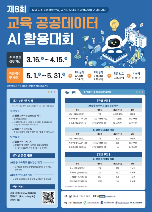 인천광역시교육청, ‘제8회 교육 공공데이터 AI 활용대회’ 개최