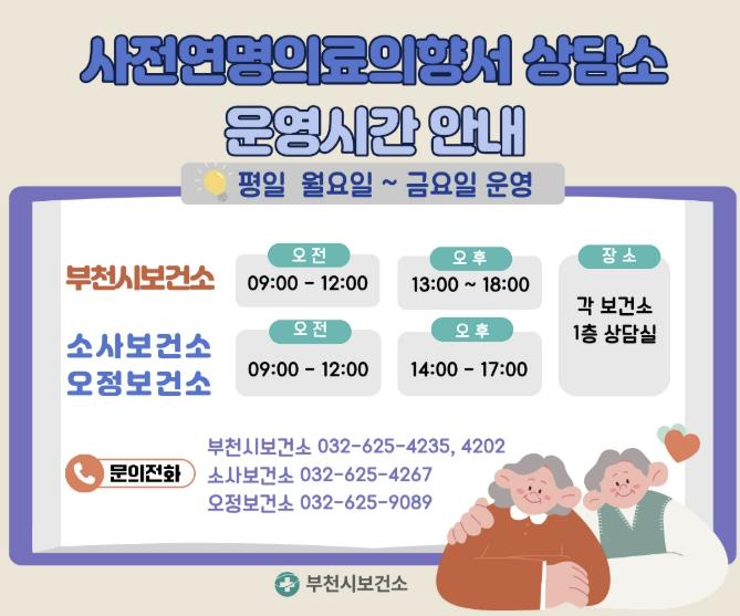 부천시, '사전연명의료의향서 상담소' 운영…존엄한 삶의 마무리 지원