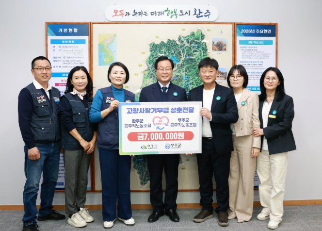 완주-무주 공무직노조, 고향사랑기부금 상호기부