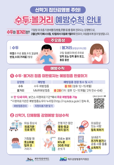 서귀포시 서부보건소, 봄철 수두·유행성이하선염 증가 시기 예방수칙 준수 당부