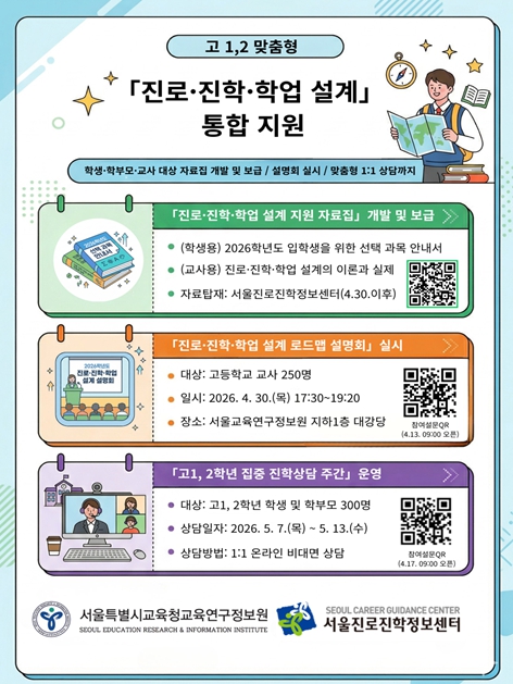 서울시교육청 교육연구정보원 ,  ‘고1,2 맞춤형 진로·진학·학업 설계 ’ 통합 지원에 나서