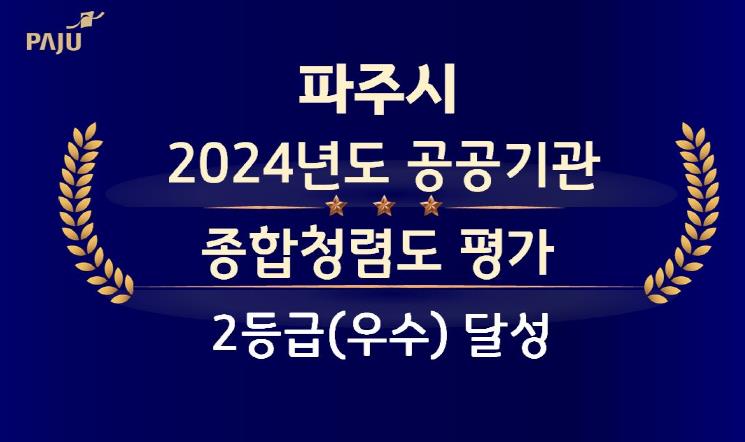 파주시, 2024년도 공공기관 종합청렴도 평가 2등급(우수) 달성