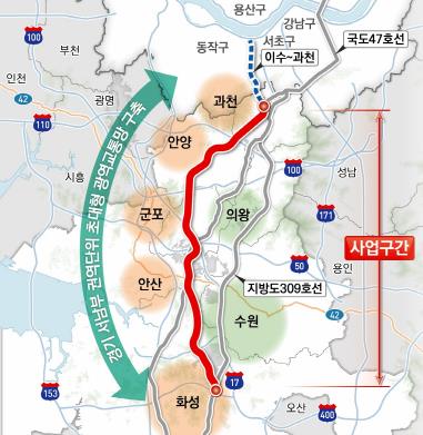 경기도, KDI에 화성~과천 민자도로 적격성 조사 의뢰. 사업추진 시 경기 서남부 지역 교통환경 대폭 개선 기대